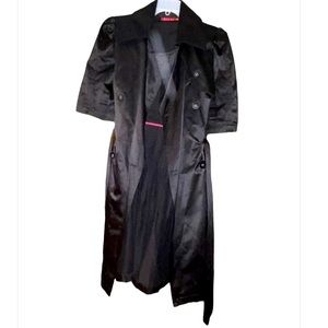 Elle black satin trench coat